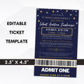 Navy blue silent auction fundraiser ticket template